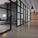Co-living Space - hallway between glass-panel doors