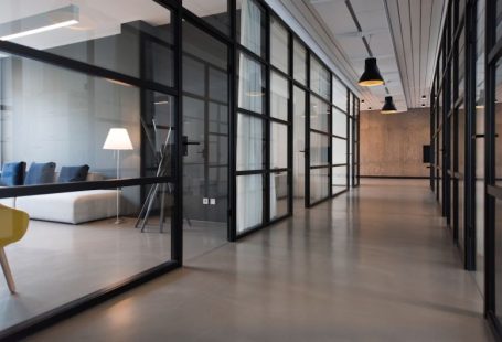Co-living Space - hallway between glass-panel doors