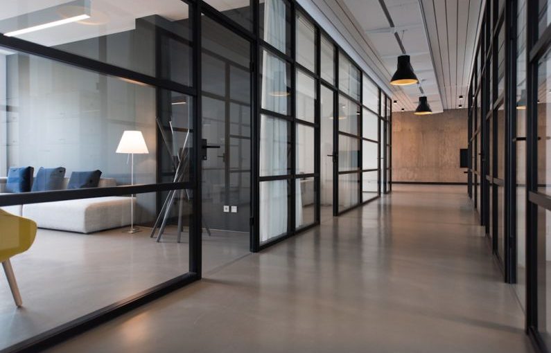 Co-living Space - hallway between glass-panel doors