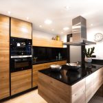 Beautiful Home Exterior - brown wooden kitchen cabinet