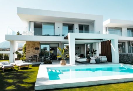 Luxury Villa - white and blue concrete building