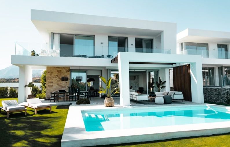 Luxury Villa - white and blue concrete building