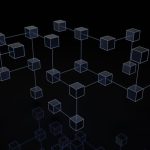 Blockchain Network - a black and white photo of cubes on a black background